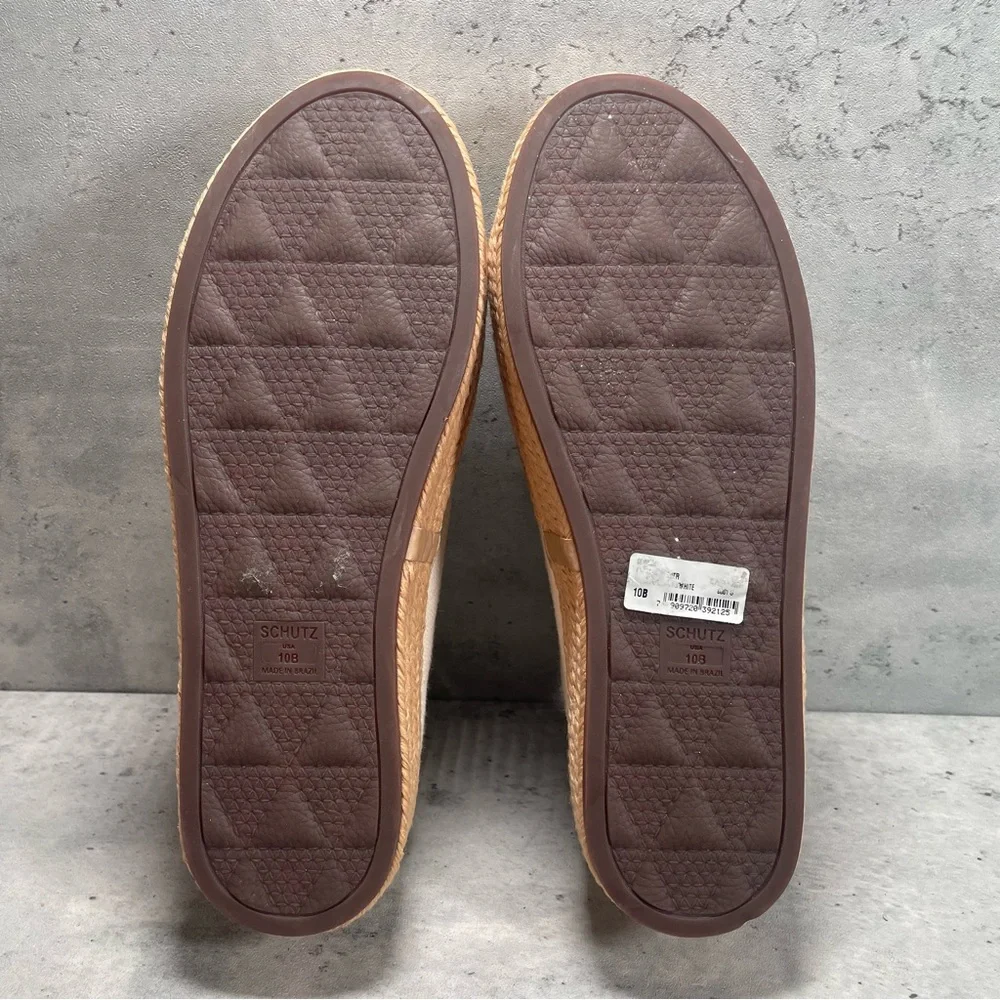 NEW‎ Schutz Clover Espadrille Platform Shoes Womens Sneaker White Tan Size 10B